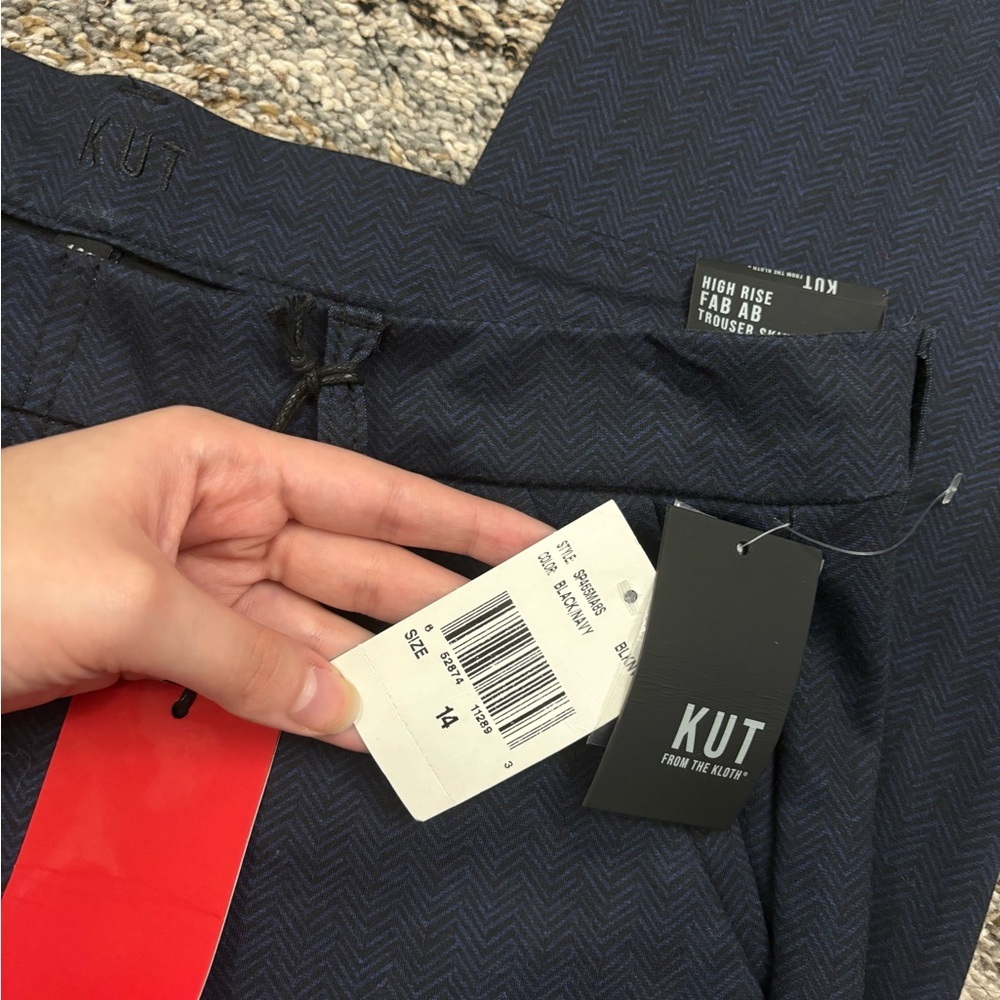 KUT From The Kloth High Rise Fab Ab Trousers Sz 14 NWT | KUT Women Navy Trouser- - Picture 8 of 14
